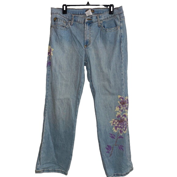 Department Of Peace Women’s Vintage Embellished Straight Jeans size 12 Stretch - Picture 1 of 8